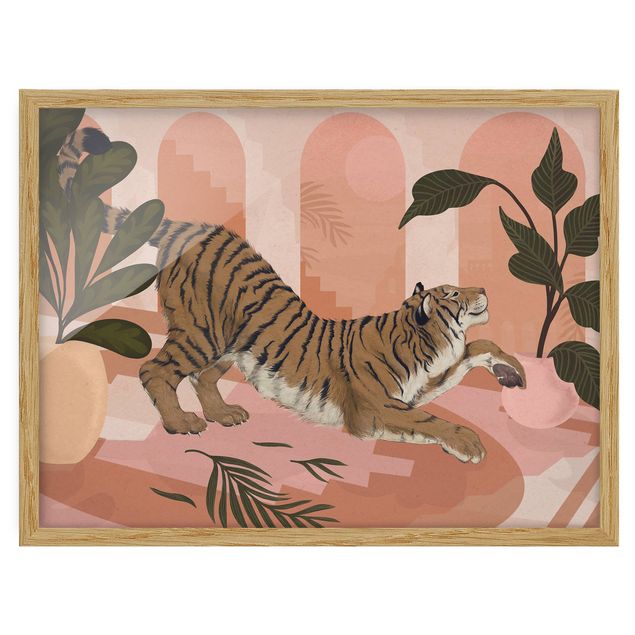 Bilder Illustration Tiger in Pastell Rosa Malerei