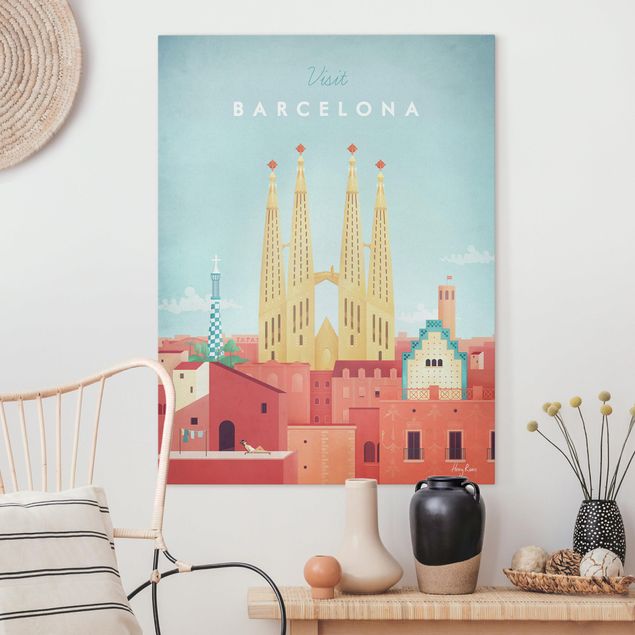 Skyline Leinwand Reiseposter - Barcelona