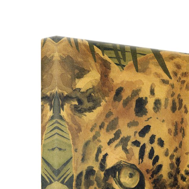Leinwandbild Gold - Leopard im Dschungel - Quadrat 1:1