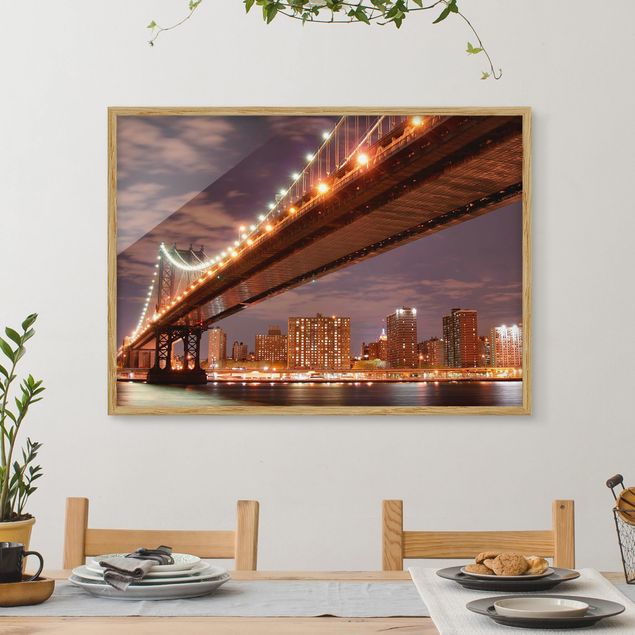 Skylines Bilder mit Rahmen Manhattan Bridge
