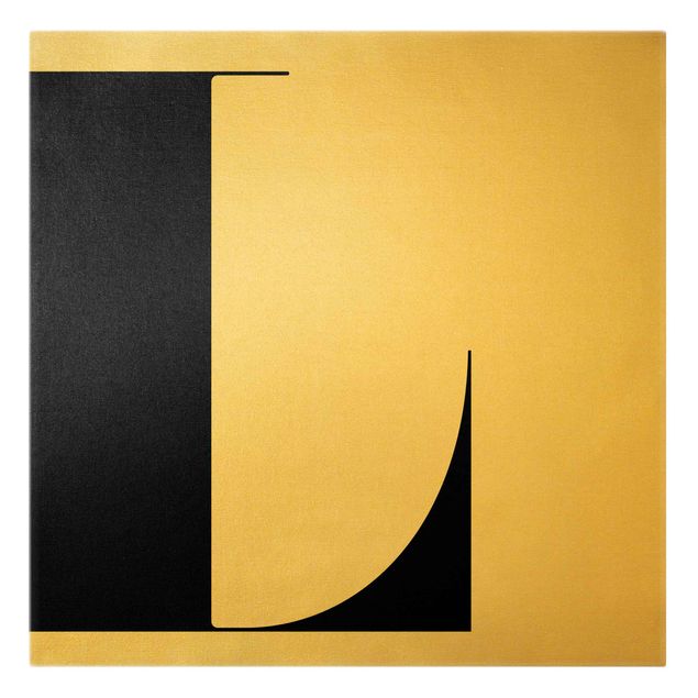 Leinwandbild Gold - Antiqua Letter L - Quadrat 1:1