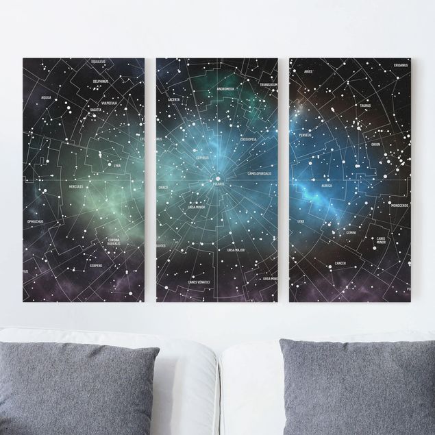 Weltkarte Leinwandbild Sternbilder Karte Galaxienebel