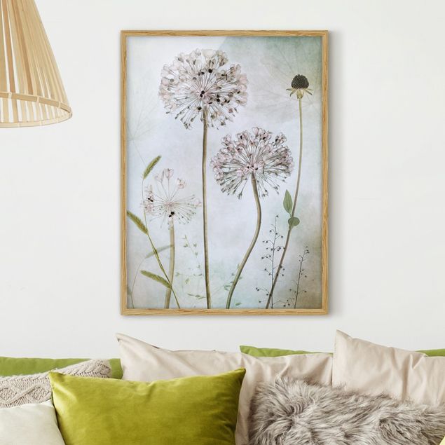 Moderne Bilder mit Rahmen Lauchblüten in Pastell