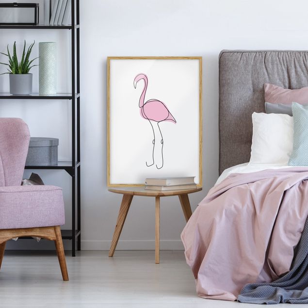 Wandbilder Flamingo Line Art