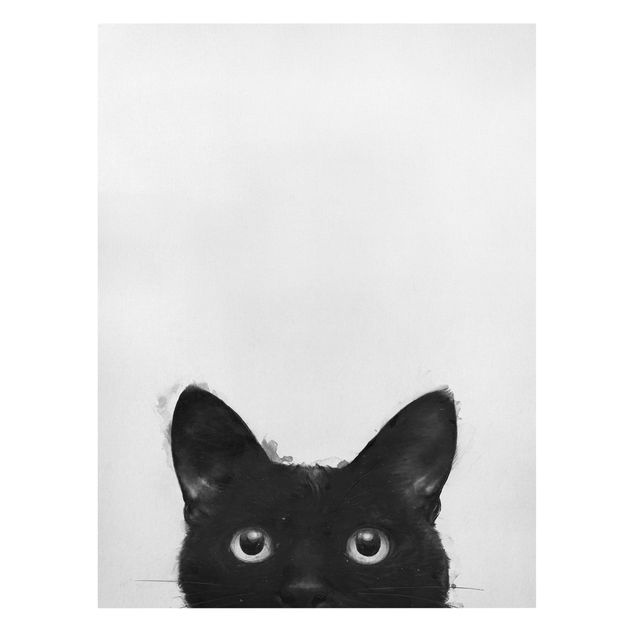 Bilder Illustration Schwarze Katze auf Weiß Malerei