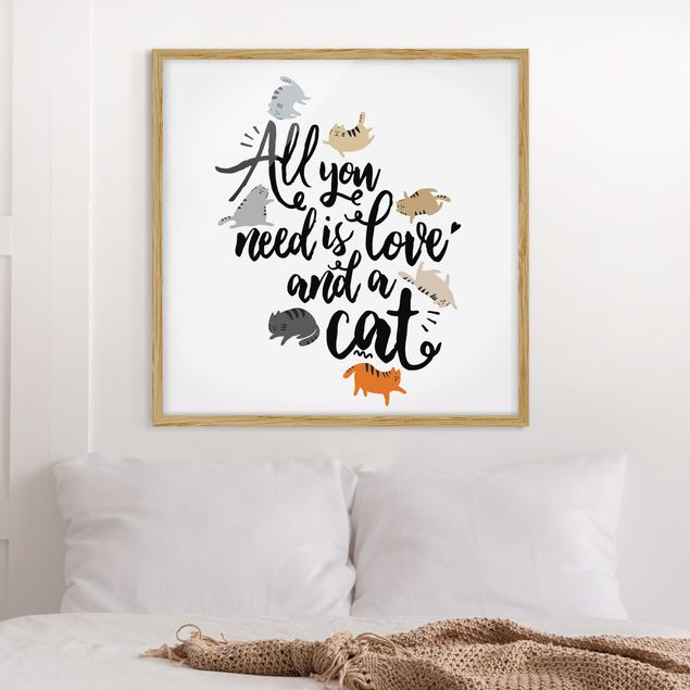 Moderne Bilder mit Rahmen All you need is love and a cat