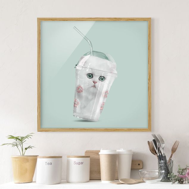 Moderne Bilder mit Rahmen Shake mit Katze
