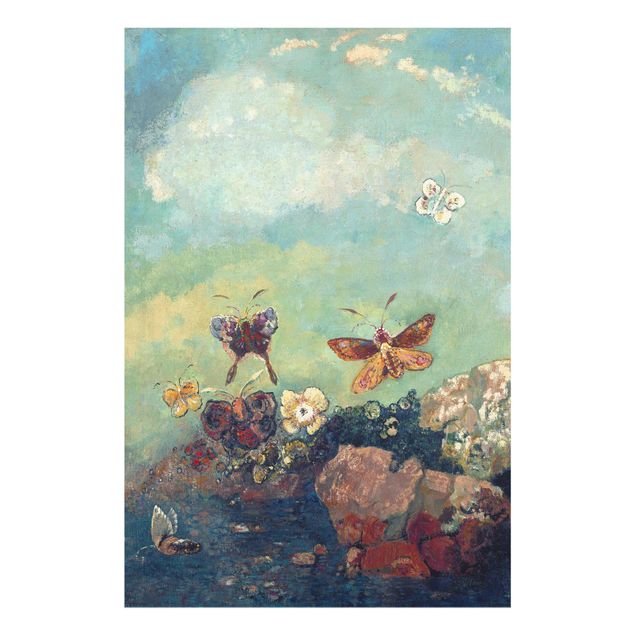 Glasbild - Odilon Redon - Schmetterlinge - Hochformat 3:2