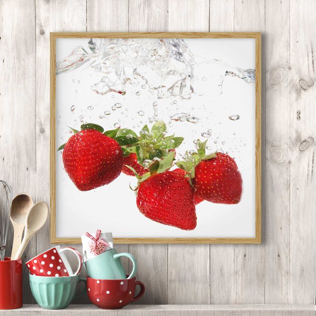 Moderne Bilder mit Rahmen Strawberry Water