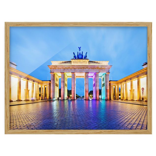 gerahmte Bilder Erleuchtetes Brandenburger Tor