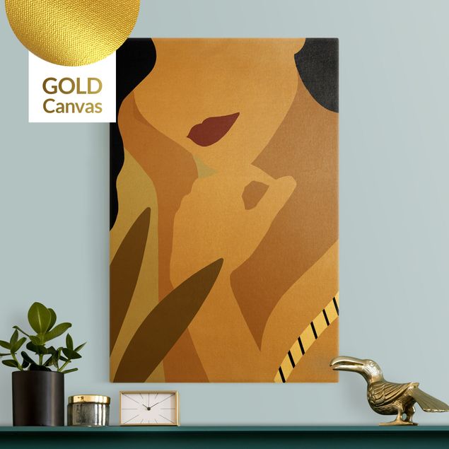 Leinwandbild Gold - Illustration Frauenportrait - Hochformat 2:3