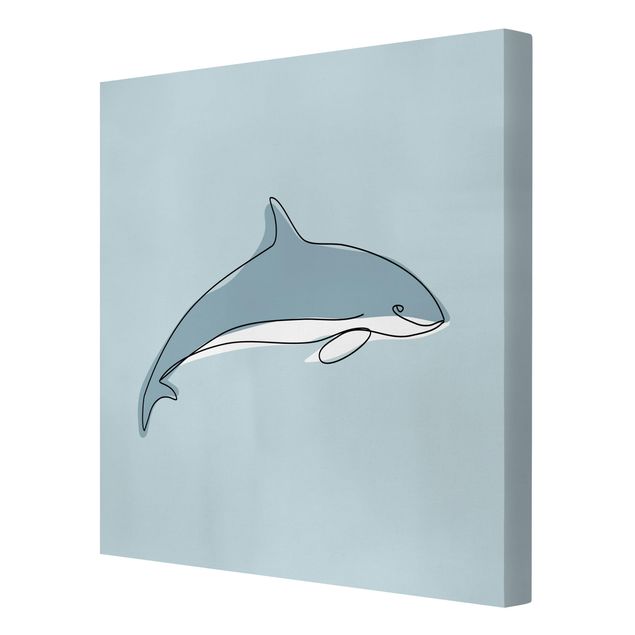 Leinwandbild - Delfin Line Art - Quadrat 1:1