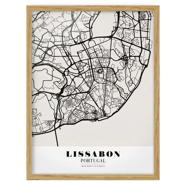 Wandbilder Stadtplan Lissabon - Klassik