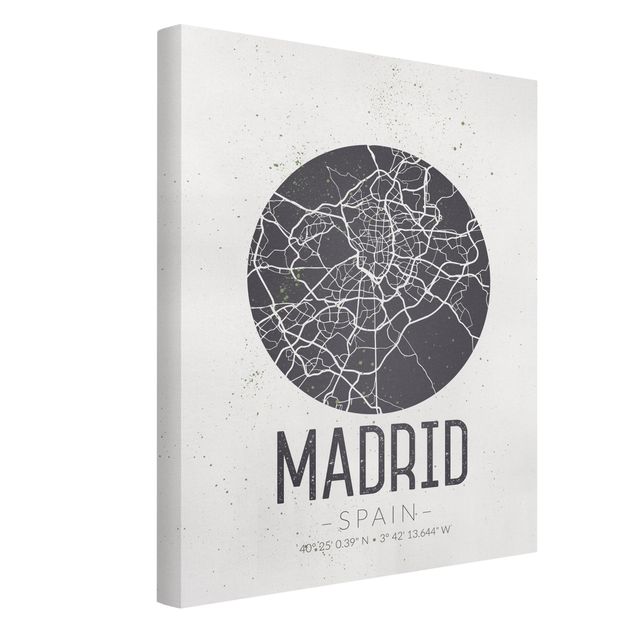 schöne Leinwandbilder Stadtplan Madrid - Retro