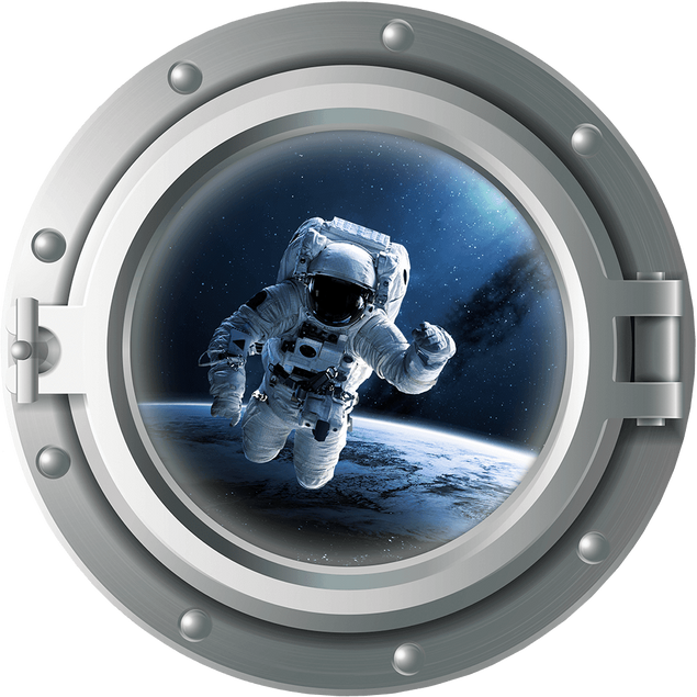 Wandtattoo - 3D Bullauge - Astronaut im Weltall