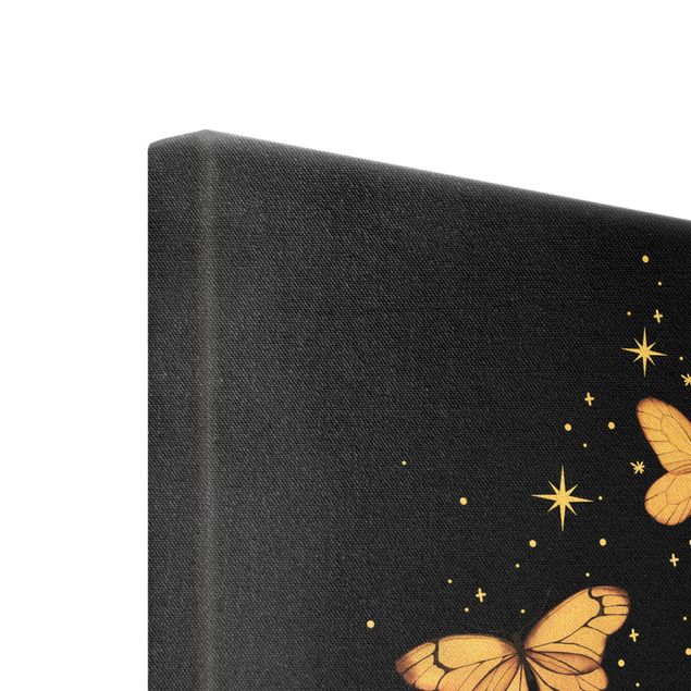 Leinwandbild Gold - Zaubernde Hand - Schmetterlinge Rosa - Hochformat 2:3
