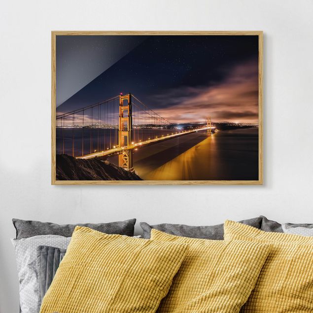Moderne Bilder mit Rahmen Golden Gate to Stars