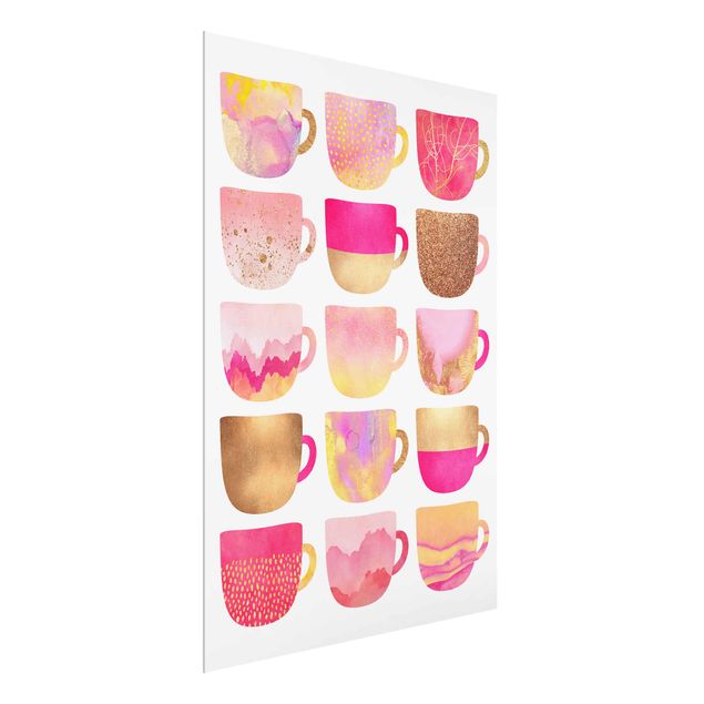 schöne Bilder Goldene Tassen mit Pink