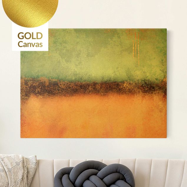 Leinwandbild Gold - Pastell Sommer mit Gold - Querformat 4:3