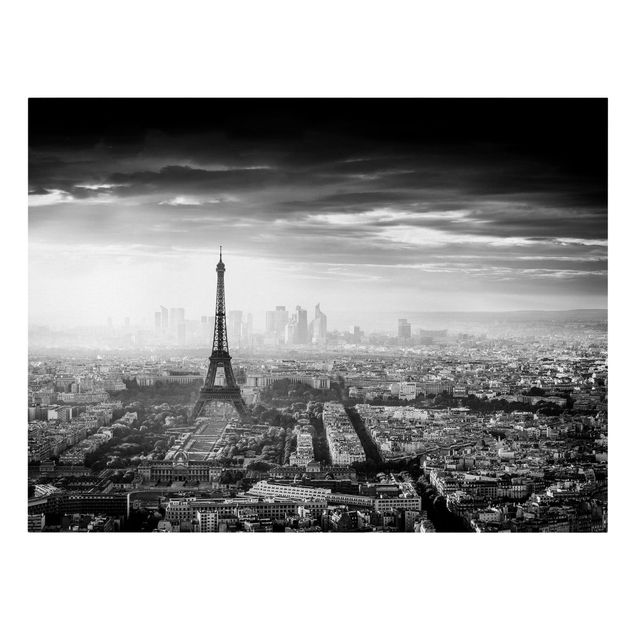 schöne Leinwandbilder Der Eiffelturm von Oben Schwarz-weiß