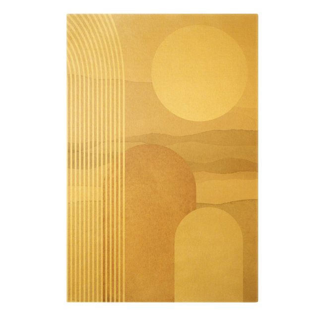 Leinwandbild Gold - Geometrische Formen - Sonnenaufgang - Hochformat 2:3