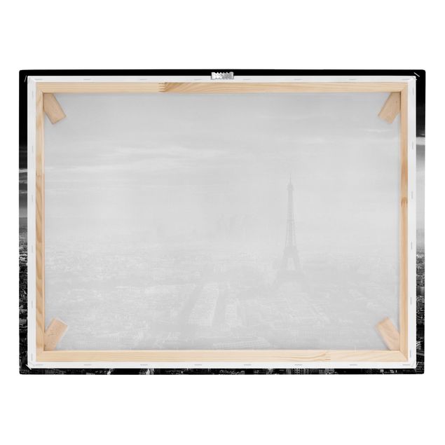 Leinwandbild - Der Eiffelturm von Oben Schwarz-weiß - Querformat 3:4