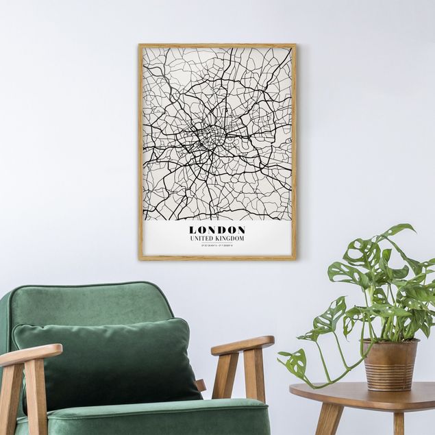 Sprüche Bilder mit Rahmen Stadtplan London - Klassik