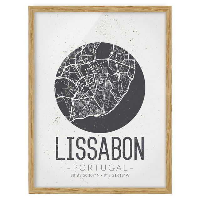 Bilder Stadtplan Lissabon - Retro