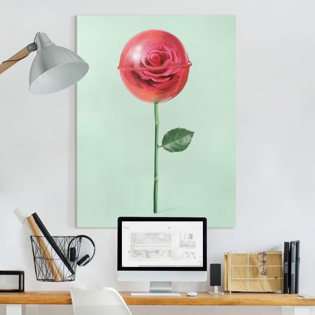 Rosen Bilder auf Leinwand Rose mit Lollipop