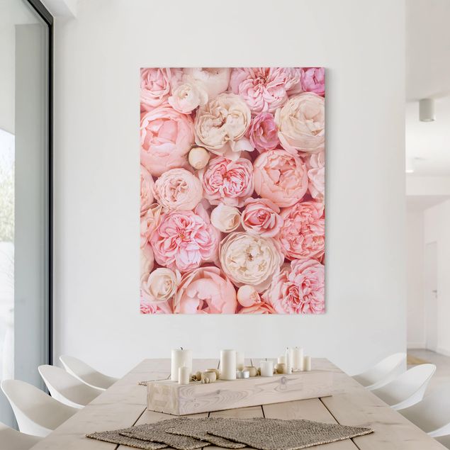 Leinwand Blumen Rosen Rosé Koralle Shabby