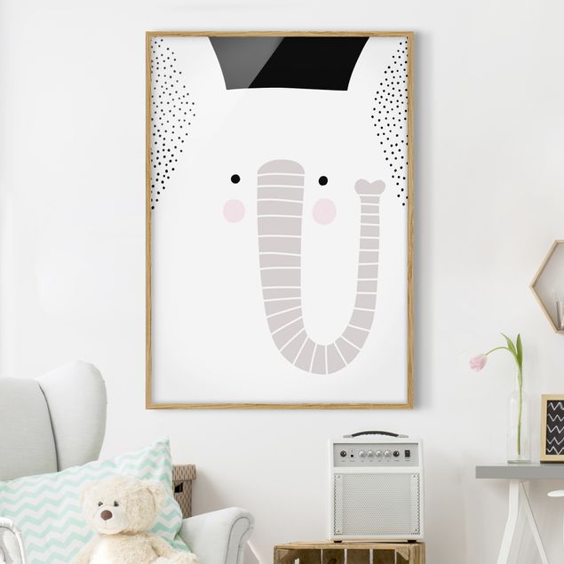 Moderne Bilder mit Rahmen Tierpark mit Mustern - Elefant