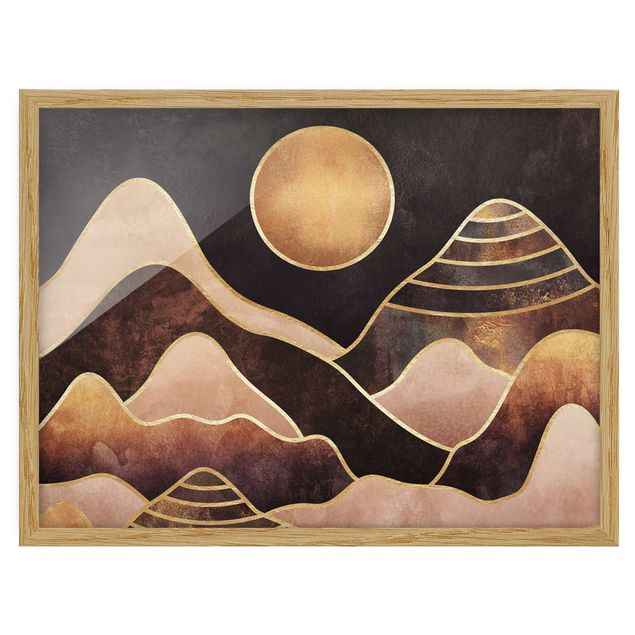 Fredriksson Poster Goldene Sonne abstrakte Berge