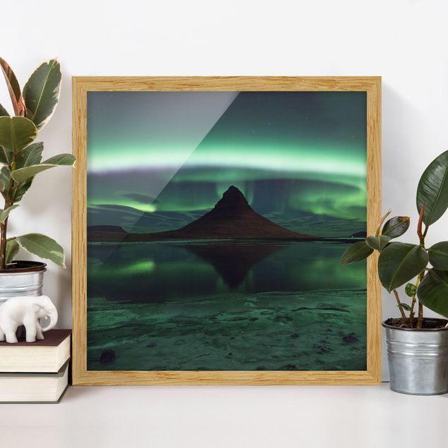 Moderne Bilder mit Rahmen Polarlicht in Island