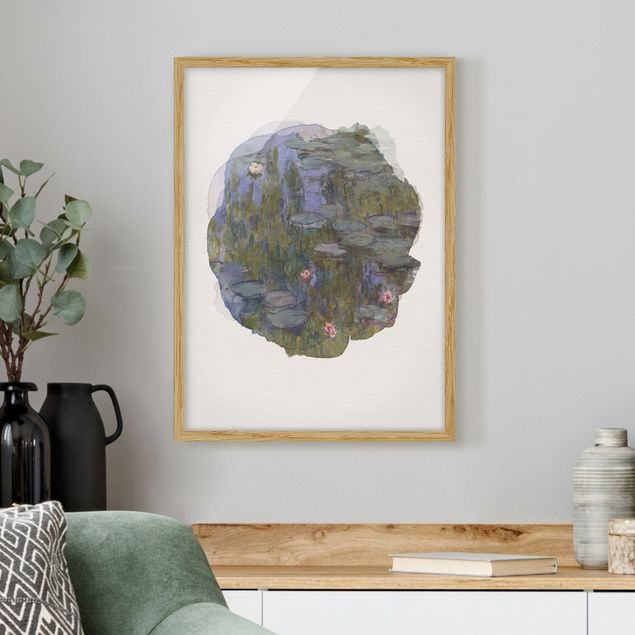 Moderne Bilder mit Rahmen Wasserfarben - Claude Monet - Seerosen (Nympheas)