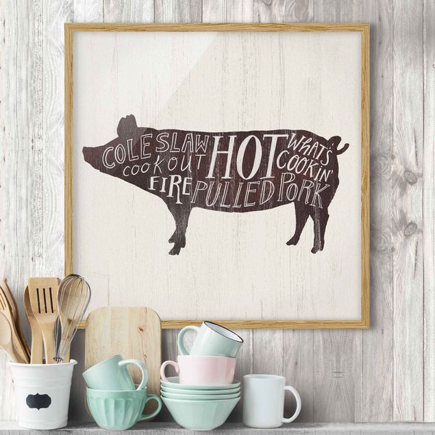 Moderne Bilder mit Rahmen Bauernhof BBQ - Schwein