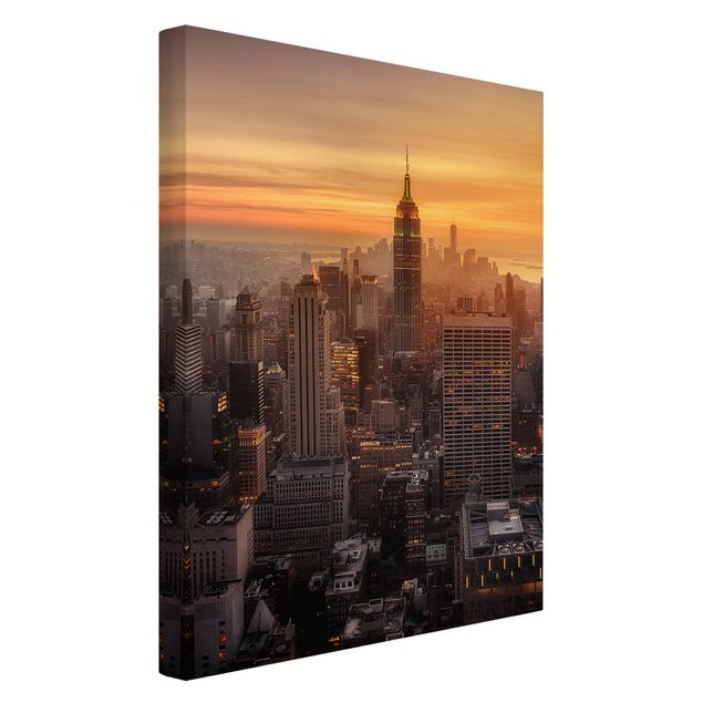 schöne Leinwandbilder Manhattan Skyline Abendstimmung