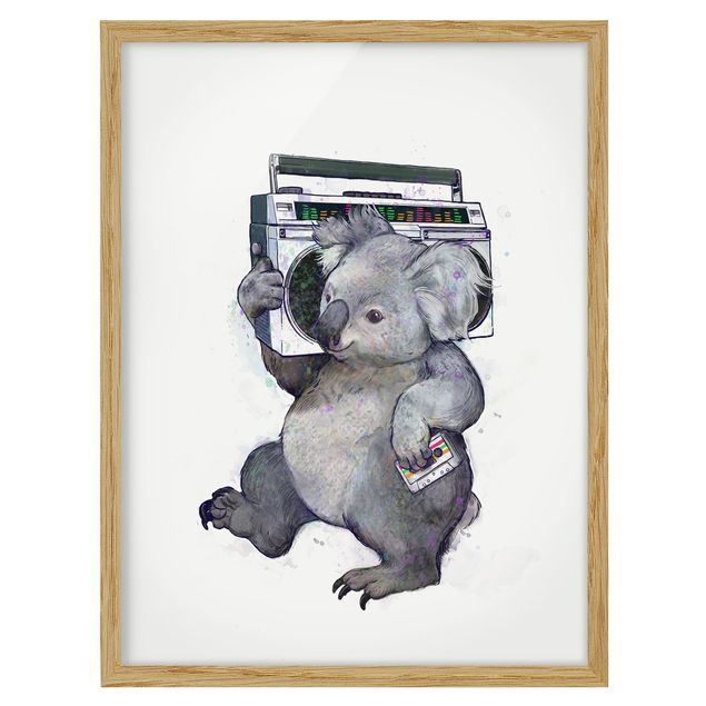 Wandbilder Illustration Koala mit Radio Malerei