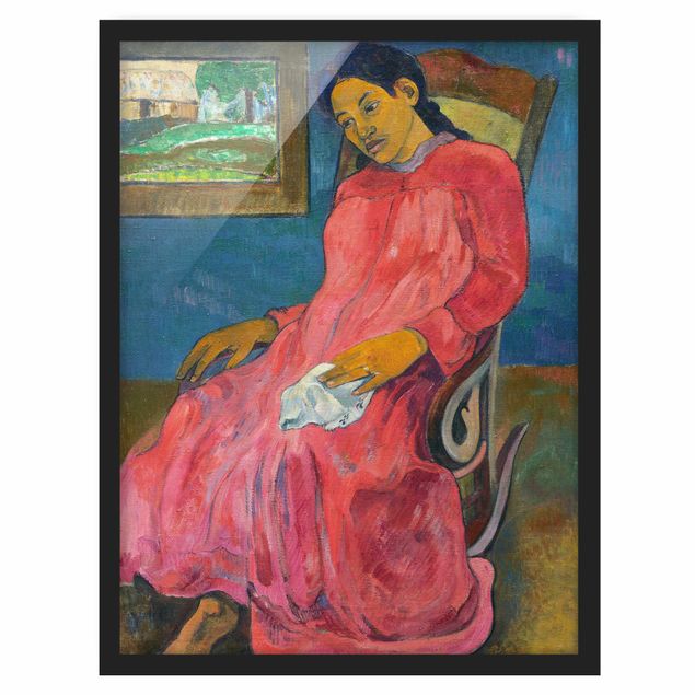 Bild mit Rahmen - Paul Gauguin - Melancholikerin - Hochformat 3:4