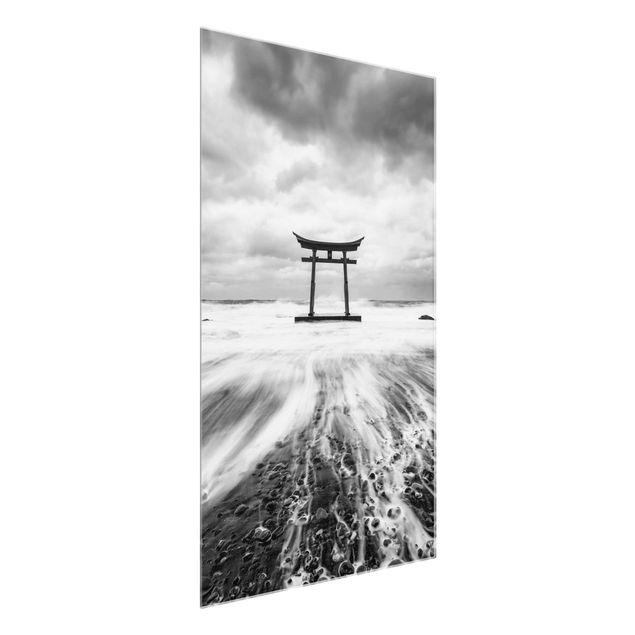 Glasbilder Japanisches Torii im Meer