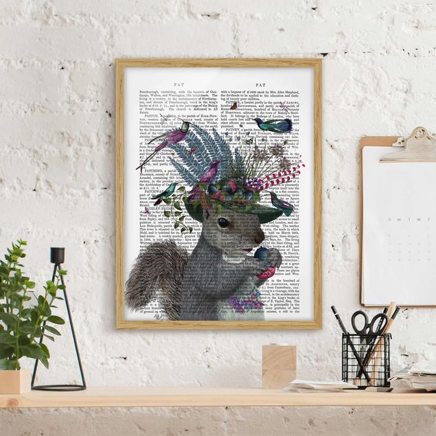Moderne Bilder mit Rahmen Vogelfänger - Eichhörnchen mit Eicheln