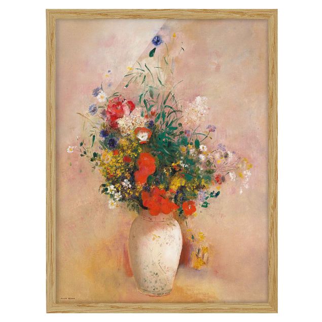 Bilder Odilon Redon - Vase mit Blumen (rosenfarbener Hintergrund)