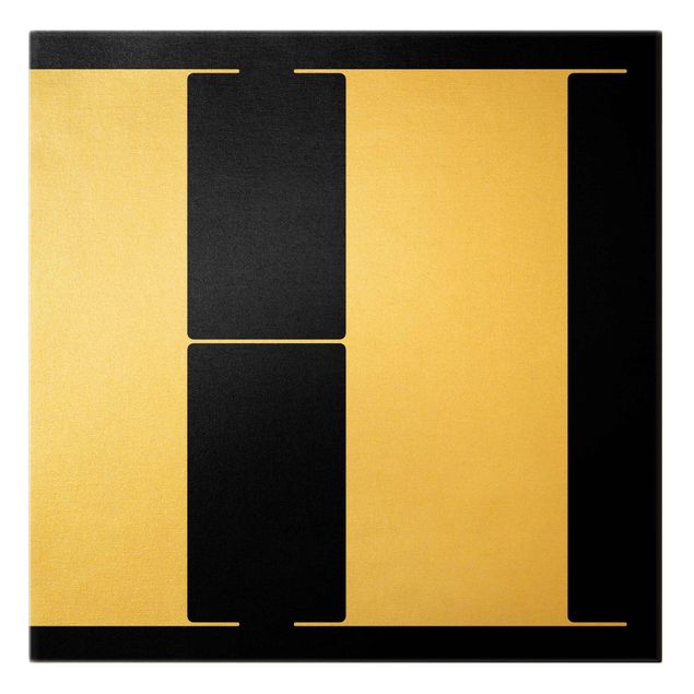 Leinwandbild Gold - Antiqua Letter H Schwarz - Quadrat 1:1