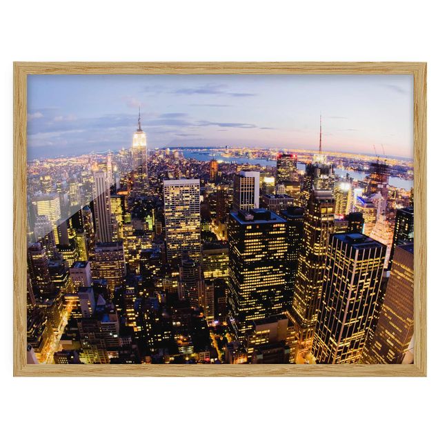Bilder mit Rahmen New York Skyline bei Nacht