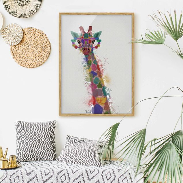 Tiere Bilder mit Rahmen Regenbogen Splash Giraffe