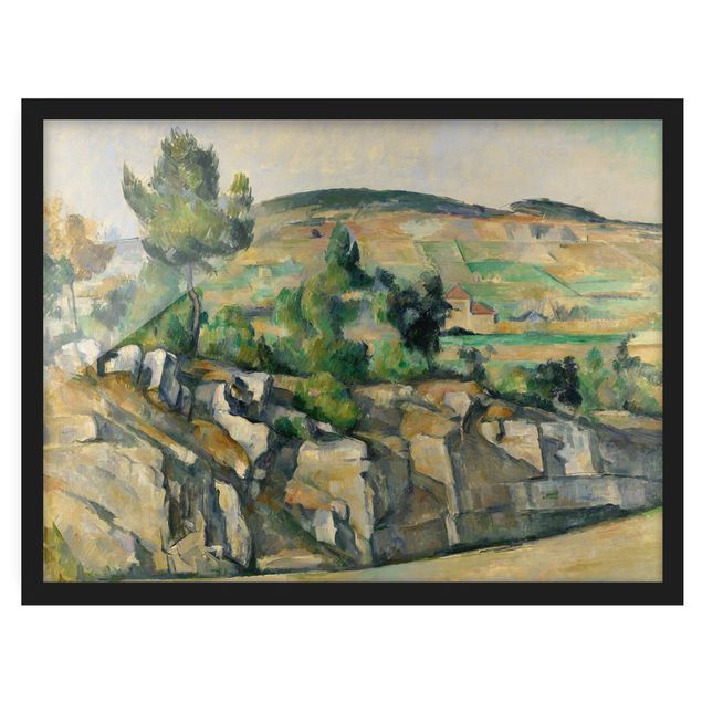 Bild mit Rahmen - Paul Cézanne - Hügelige Landschaft - Querformat 3:4