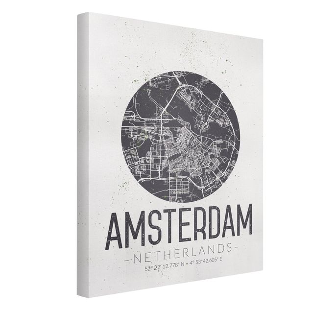Leinwandbilder kaufen Stadtplan Amsterdam - Retro