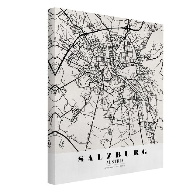 Leinwandbilder kaufen Stadtplan Salzburg - Klassik