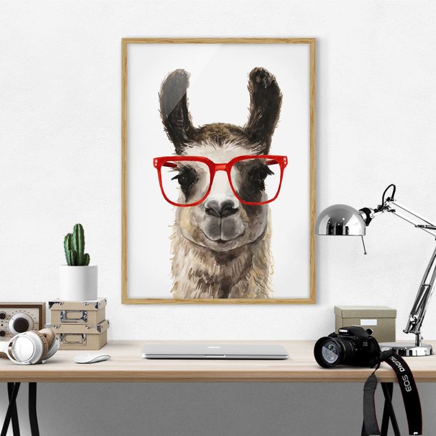 Moderne Bilder mit Rahmen Hippes Lama mit Brille II