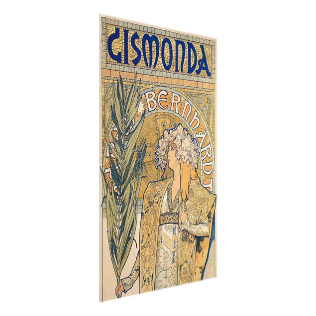 Glas Wandbilder XXL Alfons Mucha - Plakat für Theaterstück Gismonda