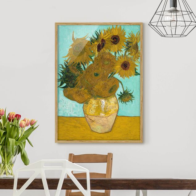 Kunstdrucke mit Rahmen Vincent van Gogh - Vase mit Sonnenblumen